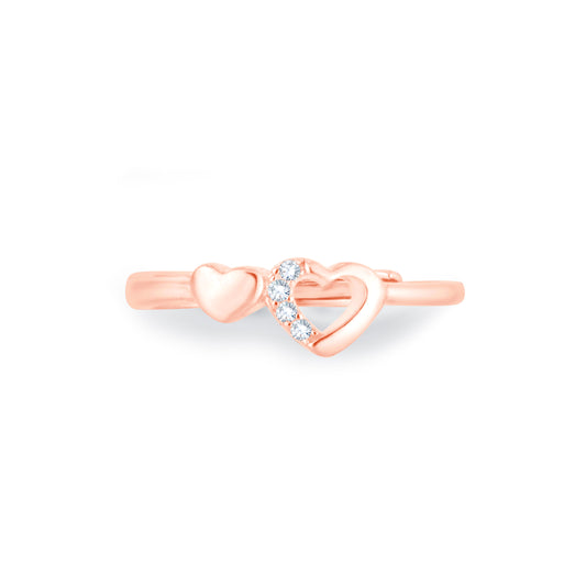 Twin Heart Harmony Adjutable Ring in 925 Silver