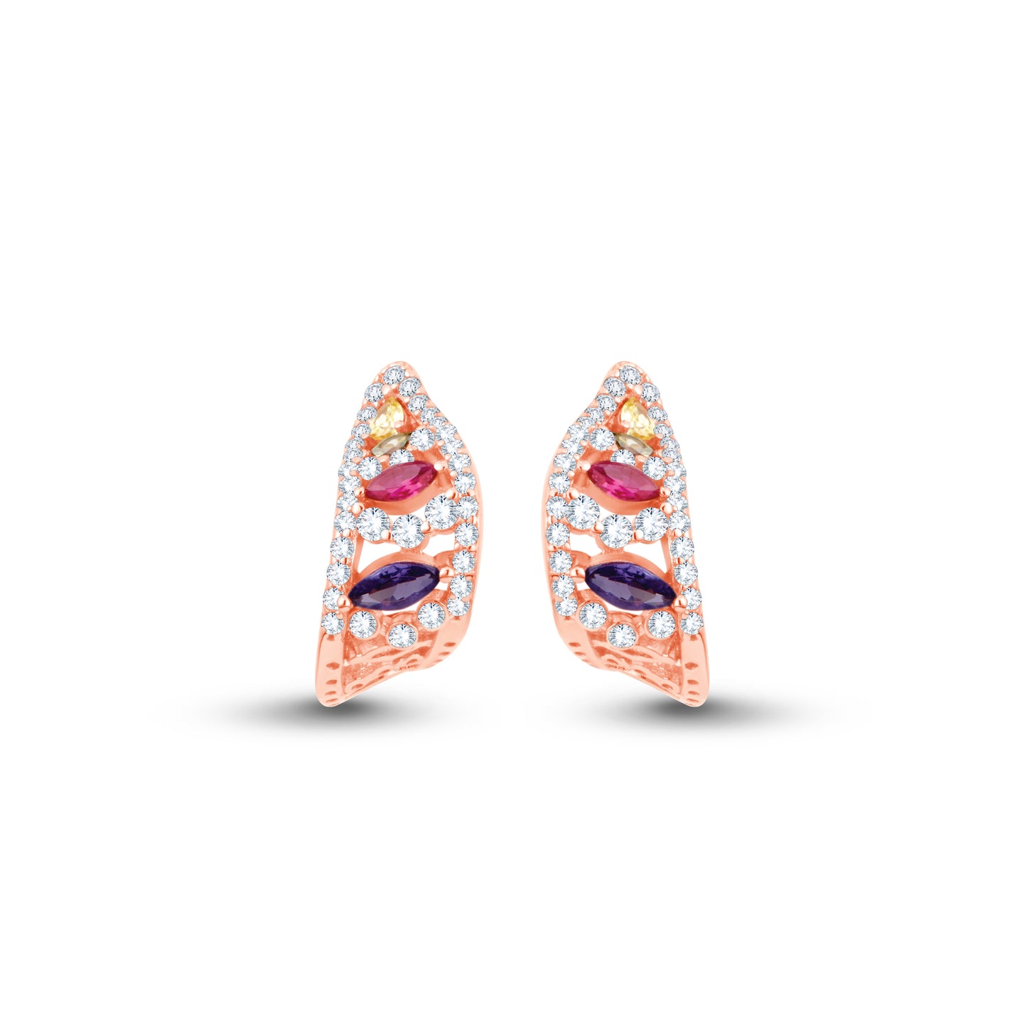 Aurora Shine Color Stone Sterling Hoops