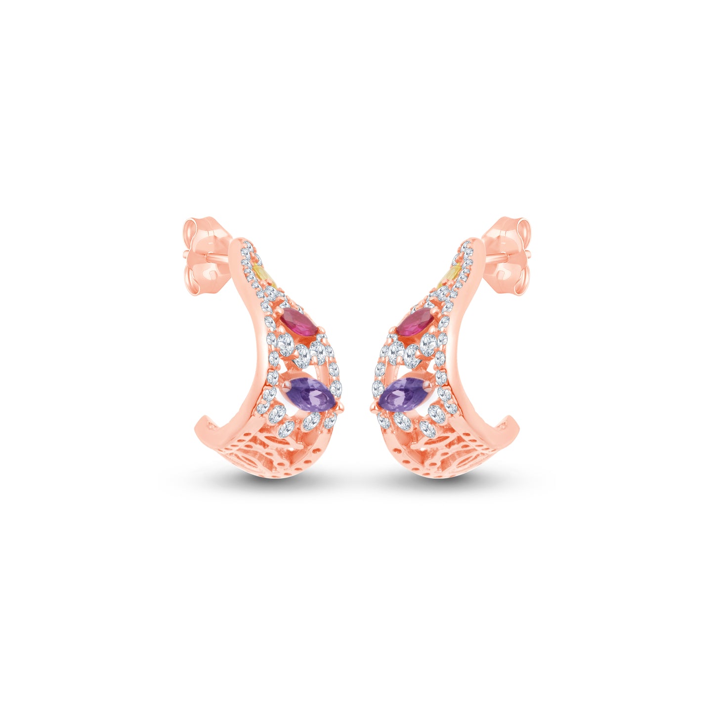 Aurora Shine Color Stone Sterling Hoops