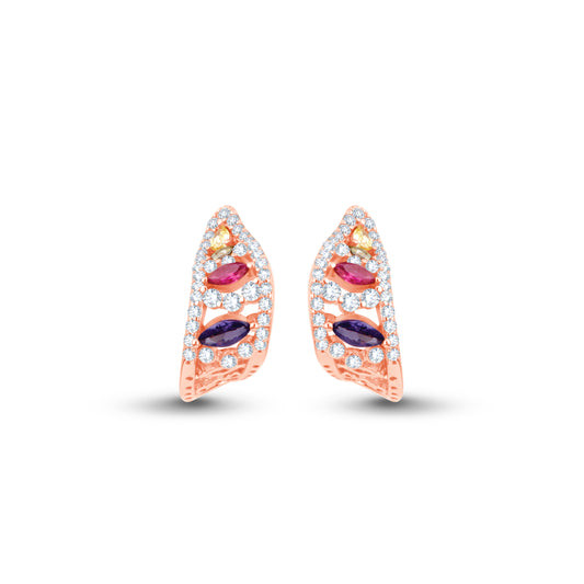 Aurora Shine Color Stone Sterling Hoops