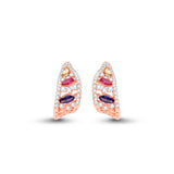 Aurora Shine Color Stone Sterling Hoops