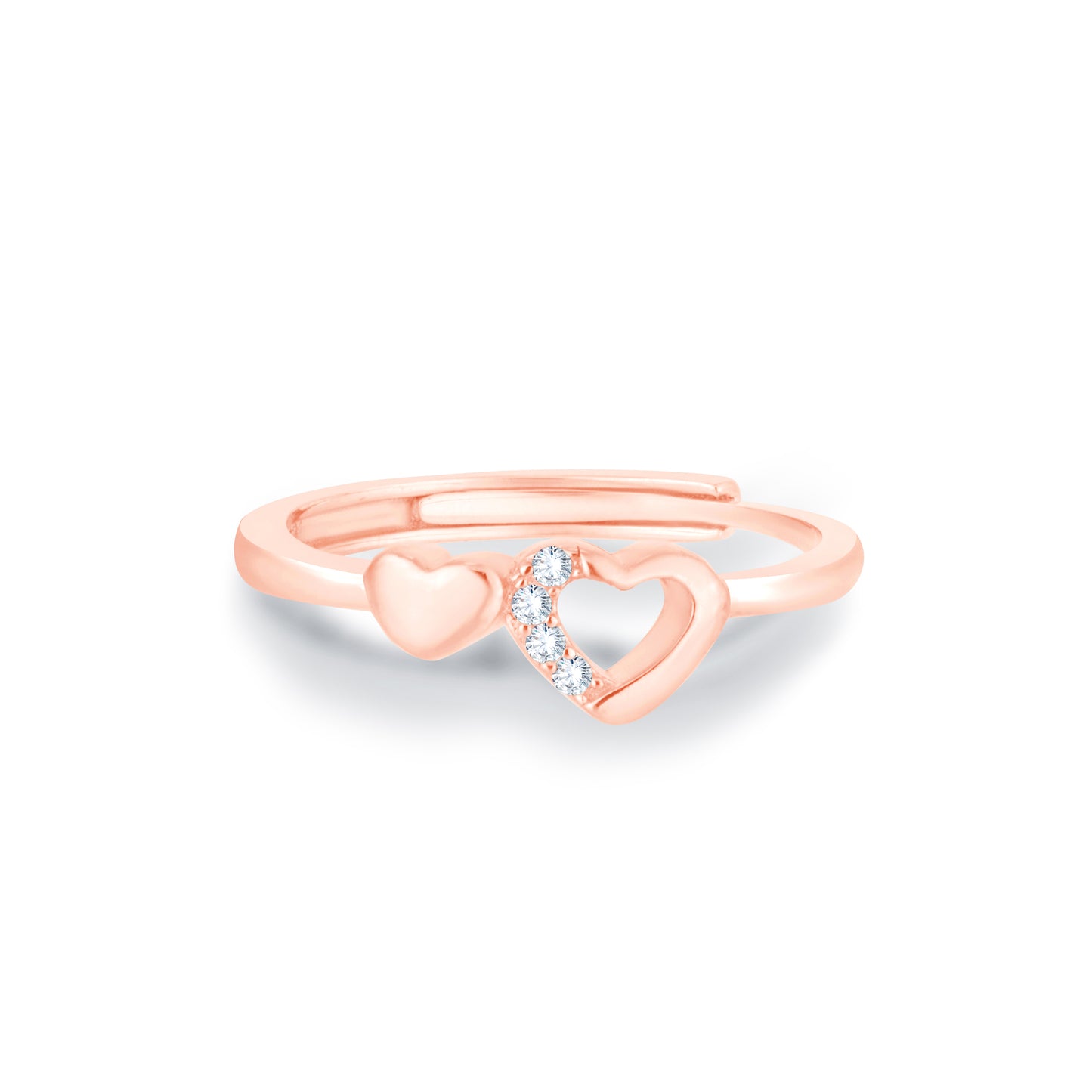 Twin Heart Harmony Adjutable Ring in 925 Silver