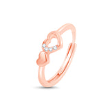 Twin Heart Harmony Adjutable Ring in 925 Silver