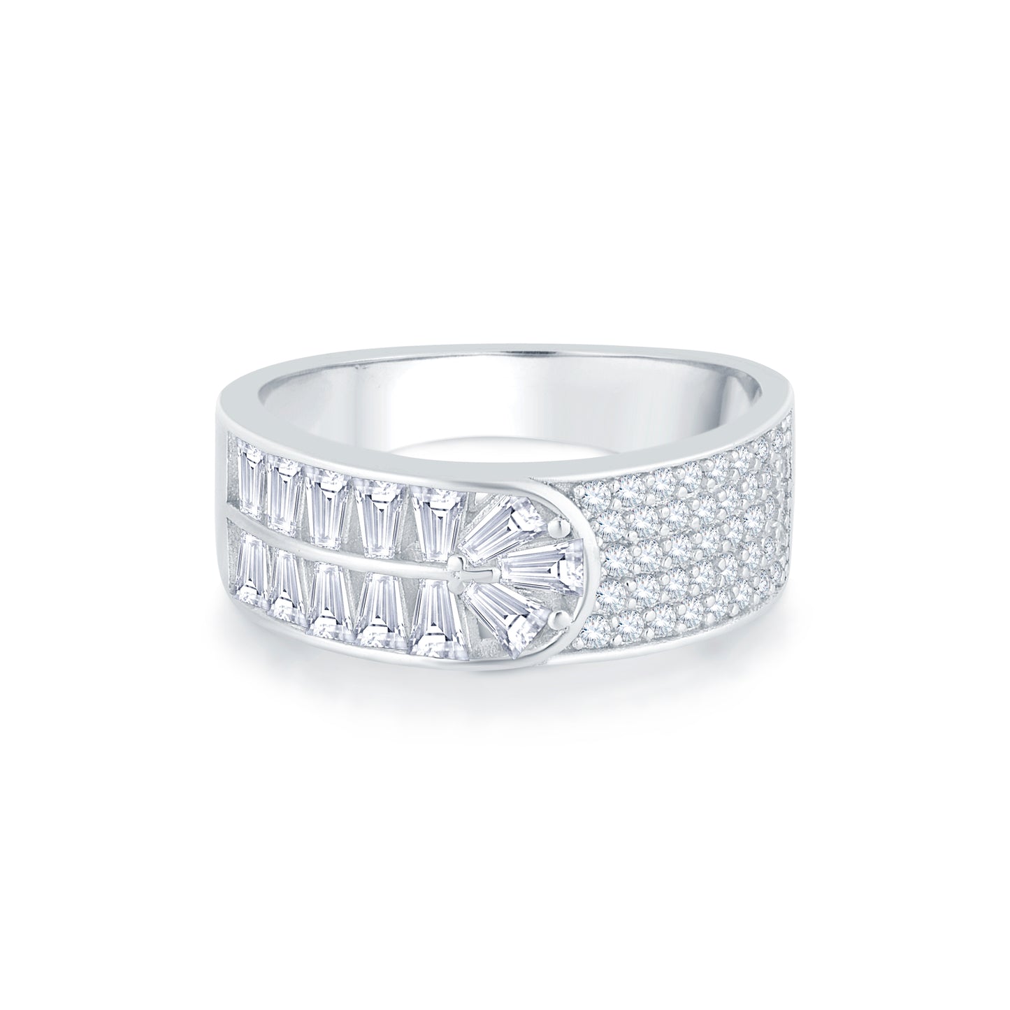 Shimmer Crest Band Ring in 925 Sivler